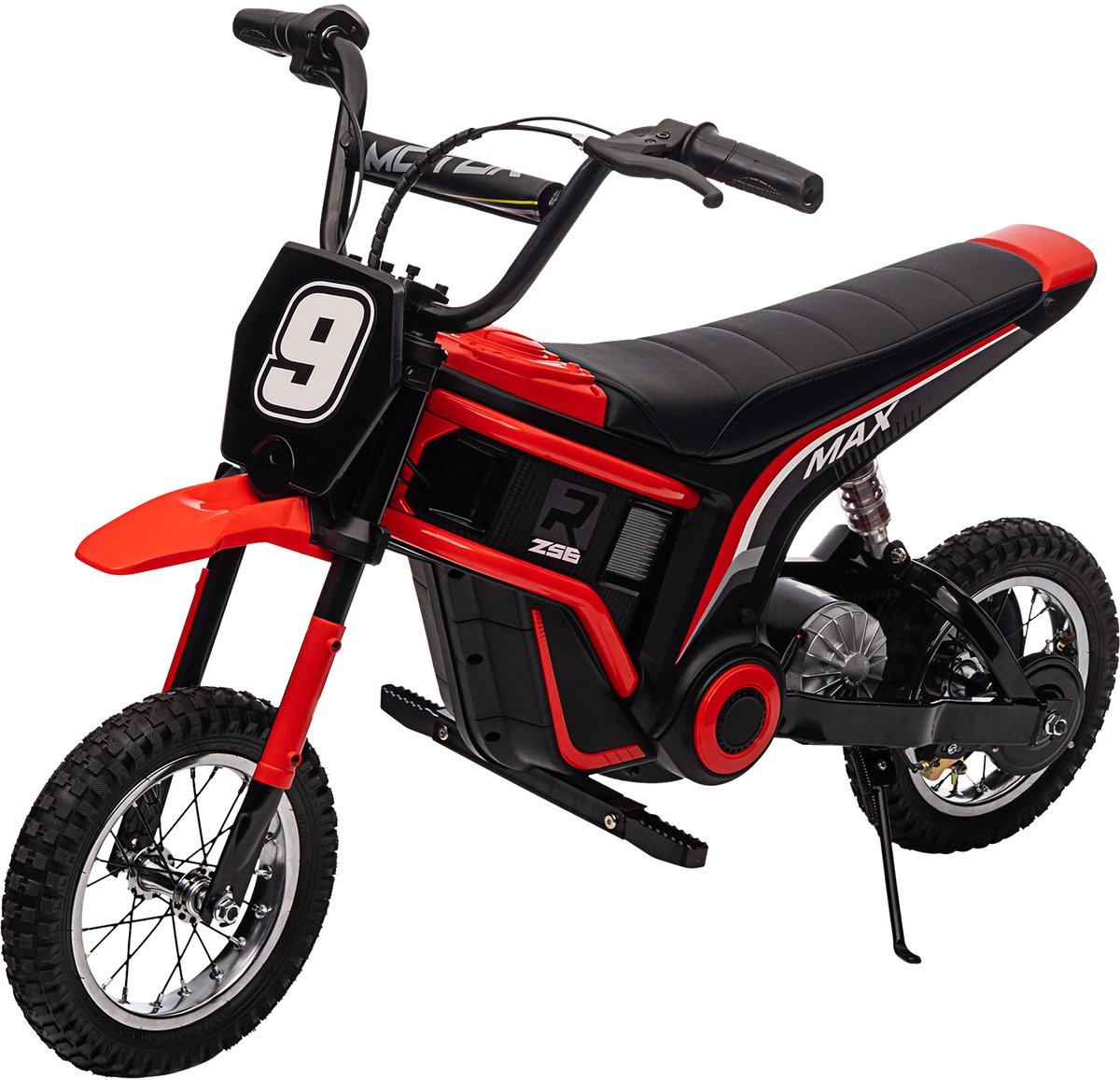 elektrische crossmotor voor kinderen 8 12 jaar 24v 350w kindermotor met 3 snelheden tot 23 km u all terrain vering max 60 kg rood