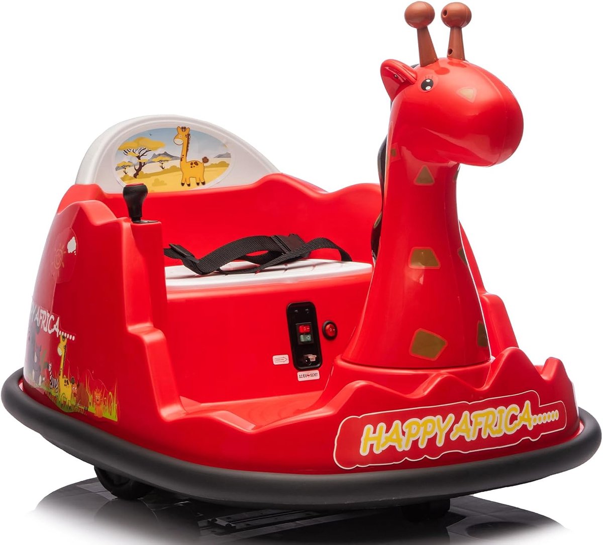 elektrische kinder botsauto 6v giraffe design met afstandsbediening 360 rotatie bluetooth led voor kinderen 2 tot 5 jaar max 30kg rood