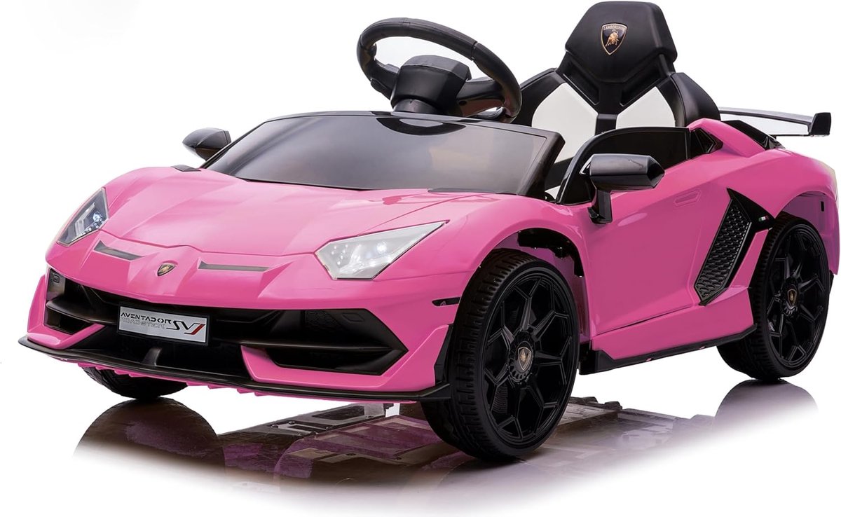 Elektrische Kinderauto 12V Lamborghini met Vleugeldeuren en Afstandsbediening - Sportauto voor Kinderen 3 tot 8 Jaar - LED, Muziek & Vering - 107x63x42 cm - roze Accuvoertuig kopen online