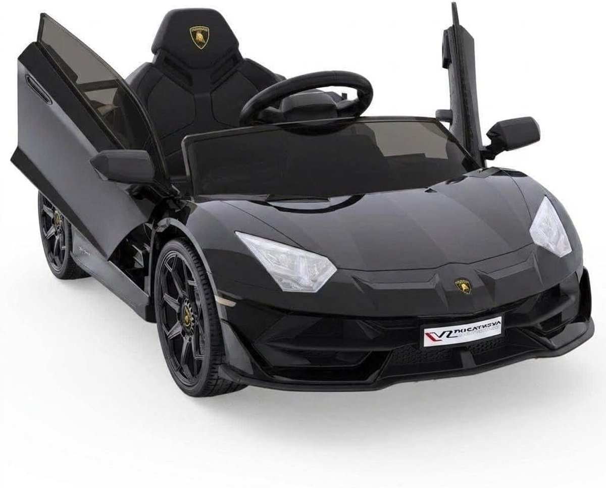 elektrische kinderauto 12v lamborghini met vleugeldeuren en afstandsbediening sportauto voor kinderen 3 tot 8 jaar led muziek vering 107x63x42 cm zwart
