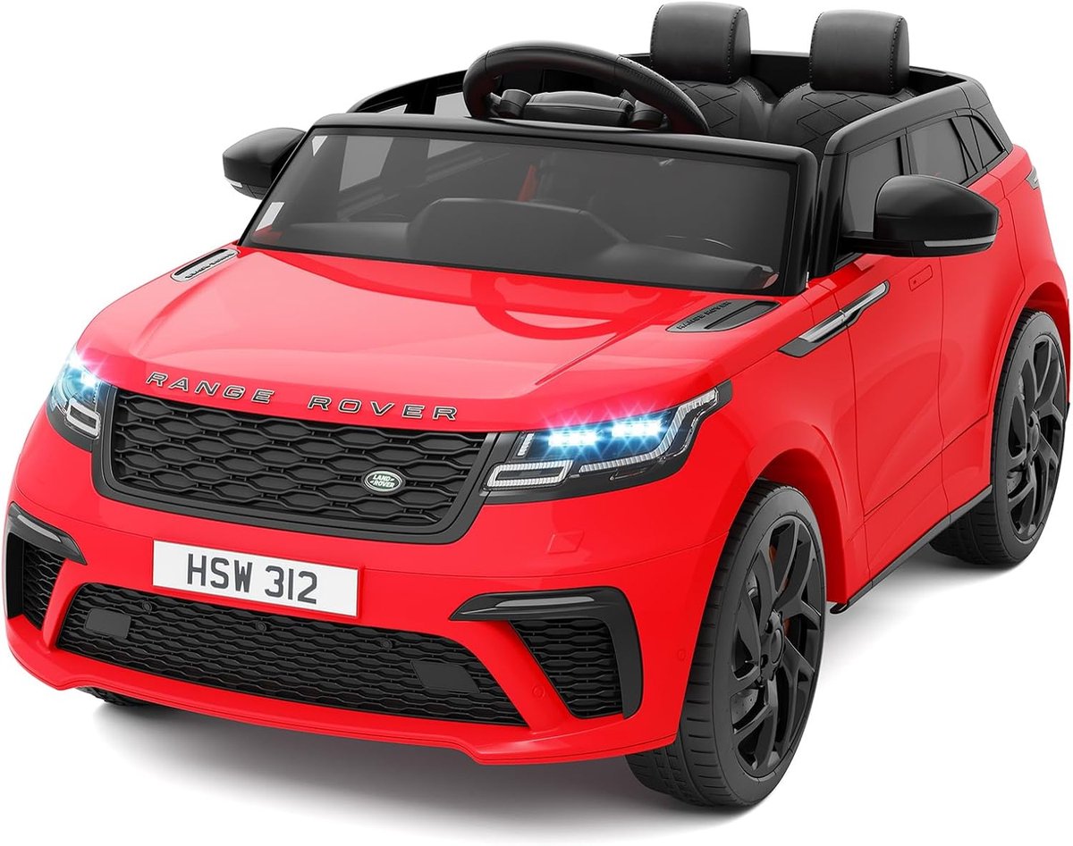 elektrische kinderauto 12v met afstandsbediening en schommelfunctie voor kinderen 3 tot 8 jaar met bluetooth mp3 led verlichting draaghendel rood