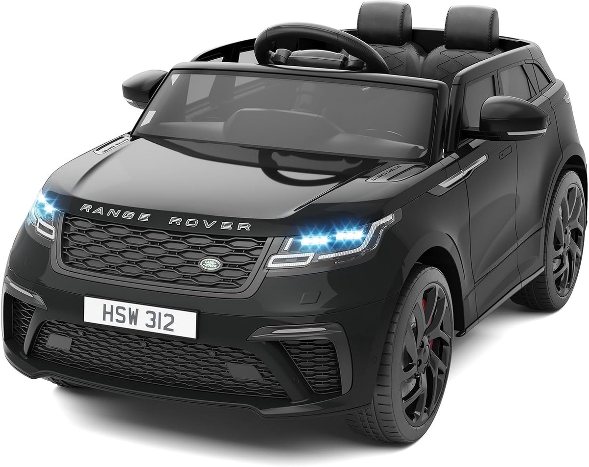 elektrische kinderauto 12v met afstandsbediening en schommelfunctie voor kinderen 3 tot 8 jaar met bluetooth mp3 led verlichting draaghendel zwart