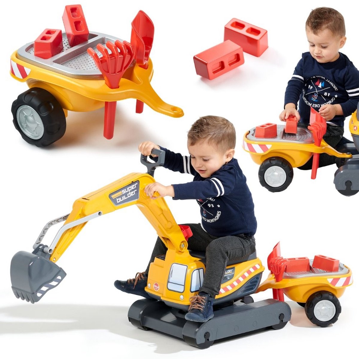falk super builder graafmachine met aanhanger en accessoires uni