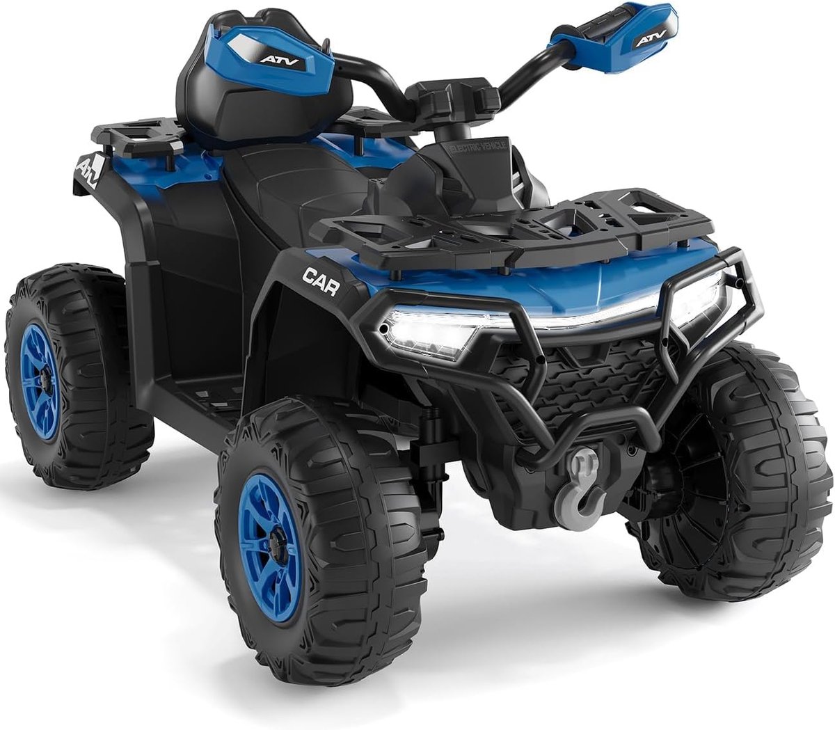 HOERFURIY Elektrische Kinderquad 12V met Afstandsbediening - ATV Voertuig voor Kinderen 3 tot 8 Jaar - 2 Motoren, Vering, LED Verlichting & Bluetooth - 95x56x55 cm - Donkerblauw Accuvoertuig kopen online