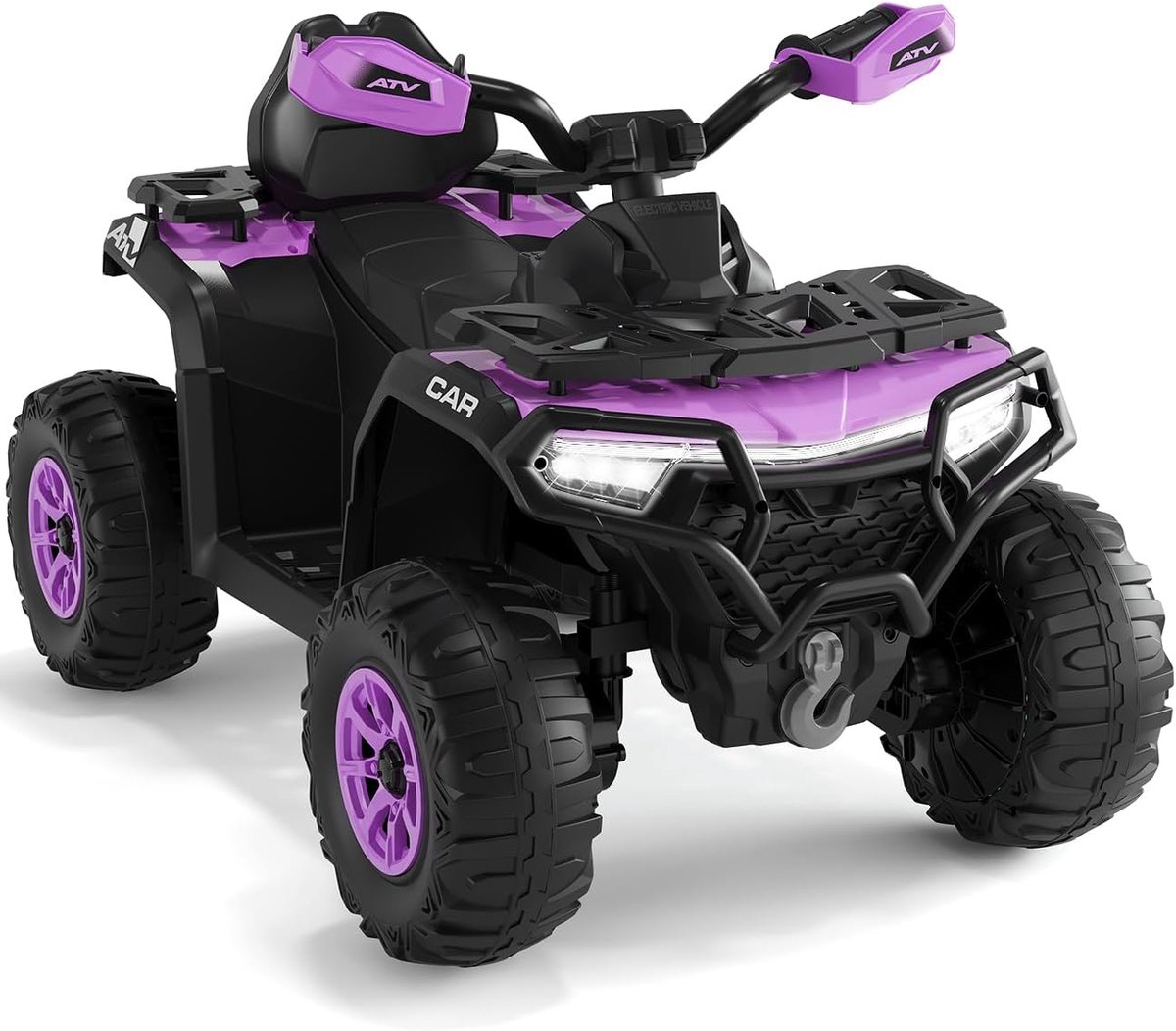 HOERFURIY Elektrische Kinderquad 12V met Afstandsbediening - ATV Voertuig voor Kinderen 3 tot 8 Jaar - 2 Motoren, Vering, LED Verlichting & Bluetooth - 95x56x55 cm - paars Accuvoertuig kopen online
