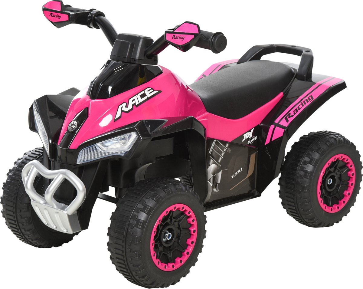 homcom kinderauto met lichtfunctie katoenen zitoppervlak roze