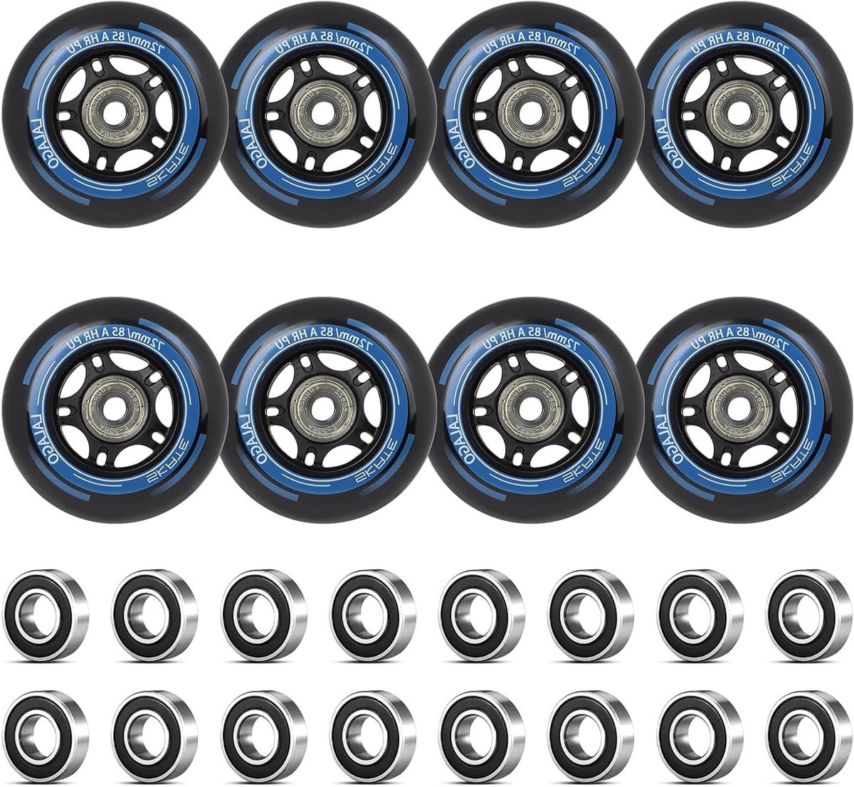 inline skate wielen 72 mm 8 stuks 88a hardheid met abec 9 lagers voor binnen en buiten skaten