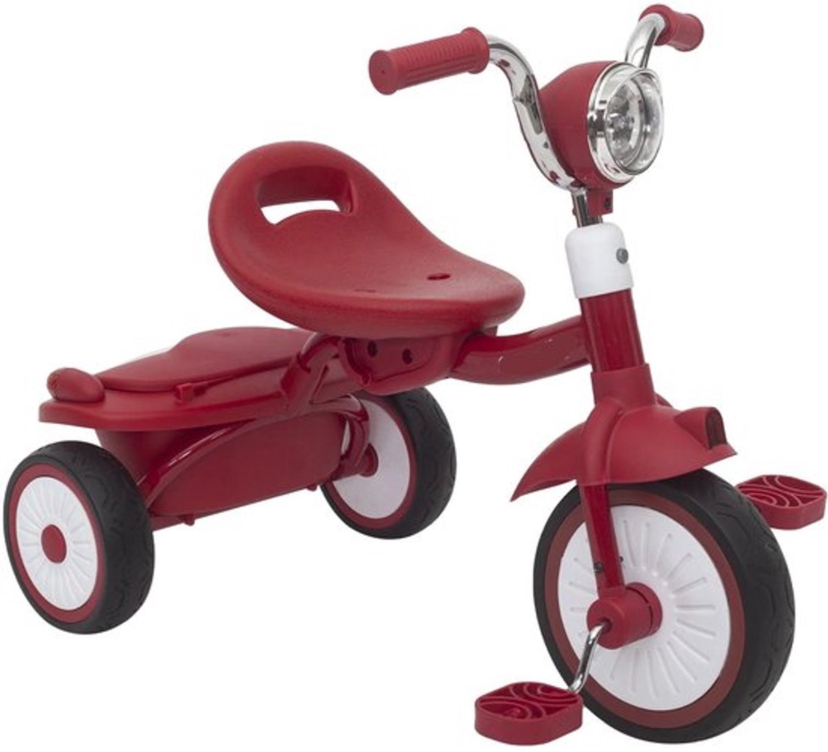 kinderdriewieler met pedalen driewieler peuterfiets driewieler trike kinderfiets pu wielen schokabsorptie opvouwbaar verstelbaar zadel met licht rood wit