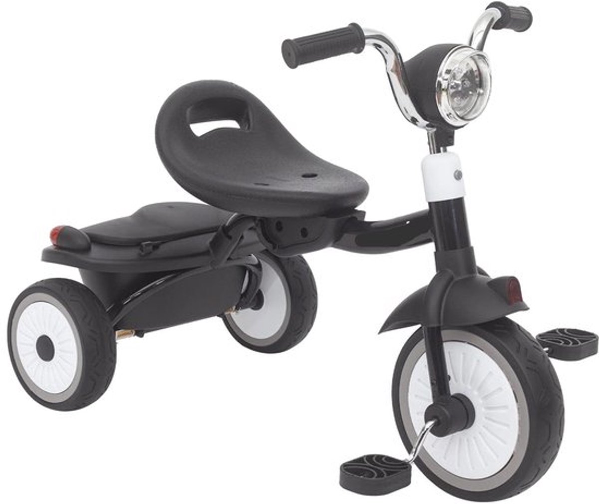Kinderdriewieler - met Pedalen - Driewieler - Peuterfiets - Driewieler Trike - Kinderfiets - PU Wielen - Schokabsorptie - Opvouwbaar - Verstelbaar Zadel - Met Licht - Zwart-wit Driewieler kopen online