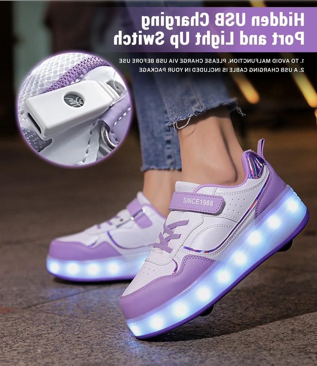 Lichtgevende kinderrolschaatsen met 4 wielen, unisex buitensneakers met oplaadbare LED-verlichting voor meisjes en jongens Rolschaatsen kopen online