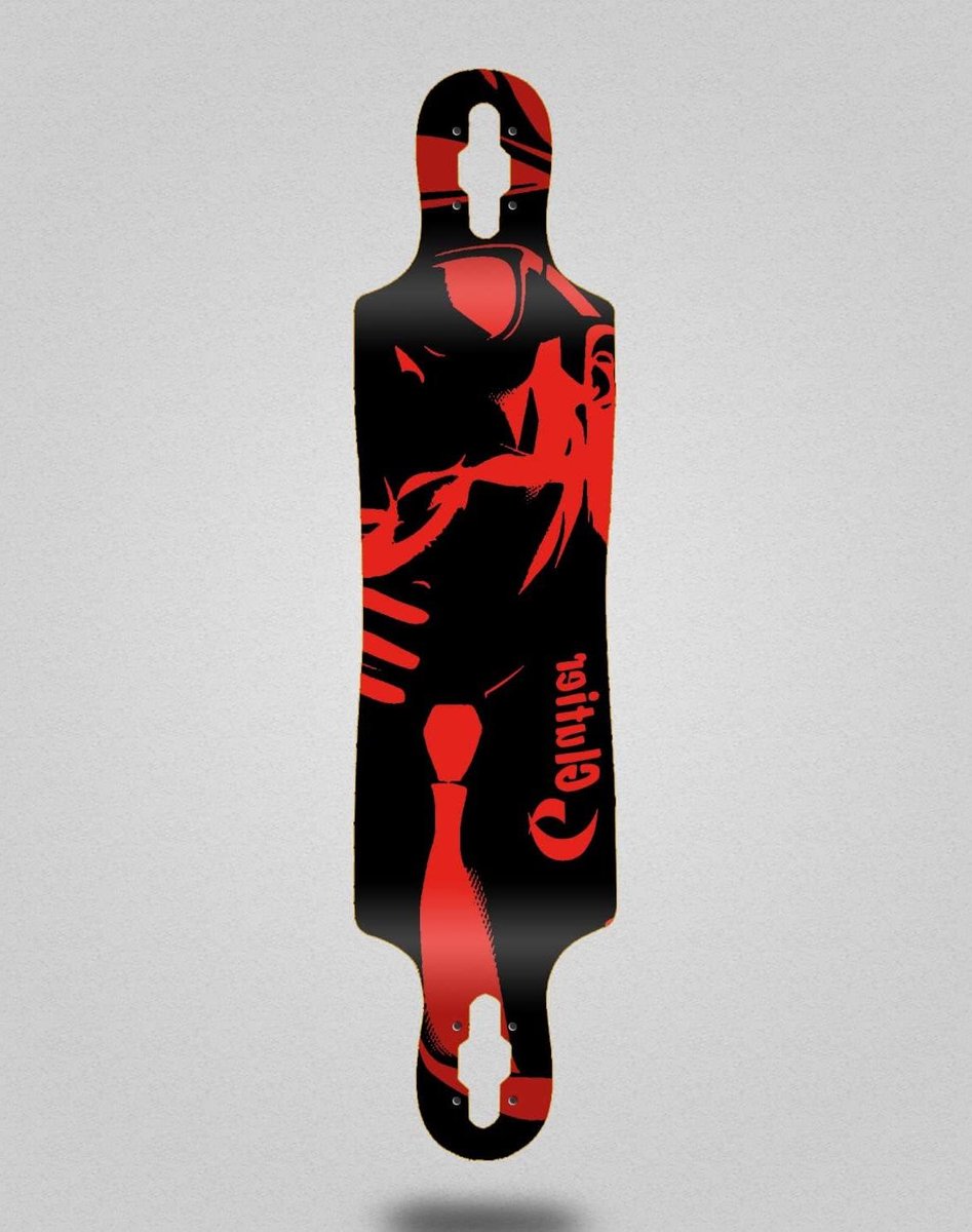 Longboard Deck - Skateboard Deck - Skateboarden - Drop Through Design - 40x9 inch - Rood Skateonderdeel kopen online