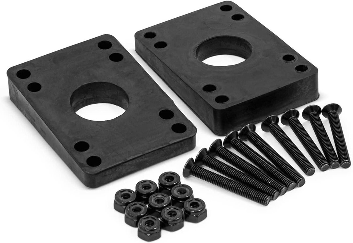 longboard risers riser pads skateboarden 2 hoekverhogingen 8 bouten zwart