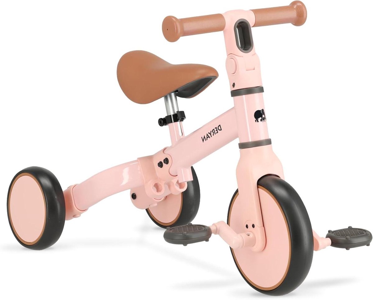 Loopfiets met Pedalen - Kinderfiets Oefenfiets - Leren Fietsen - 2-in-1 Ontwerp - 65 x 38 x 50 cm - Roze Loopfiets kopen online