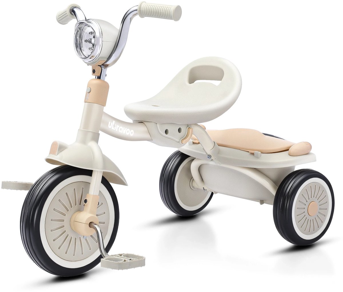 LUMÈ STORE Loopfiets 4-in-1 – Kinderfiets 1-5 jaar – Opvouwbaar – Driewieler Baby – Peuterfiets – 1-5 jaar - LED Wielen - Créme Driewieler kopen online