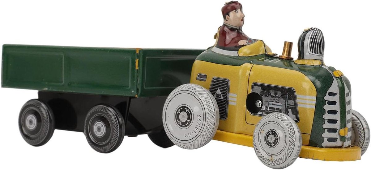 Metalen Loopwagen Speelgoed - Tractor met Kar - Decoratie Thuis - Fijn Handgemaakt Vakmanschap Speelgoedkruiwagen kopen online