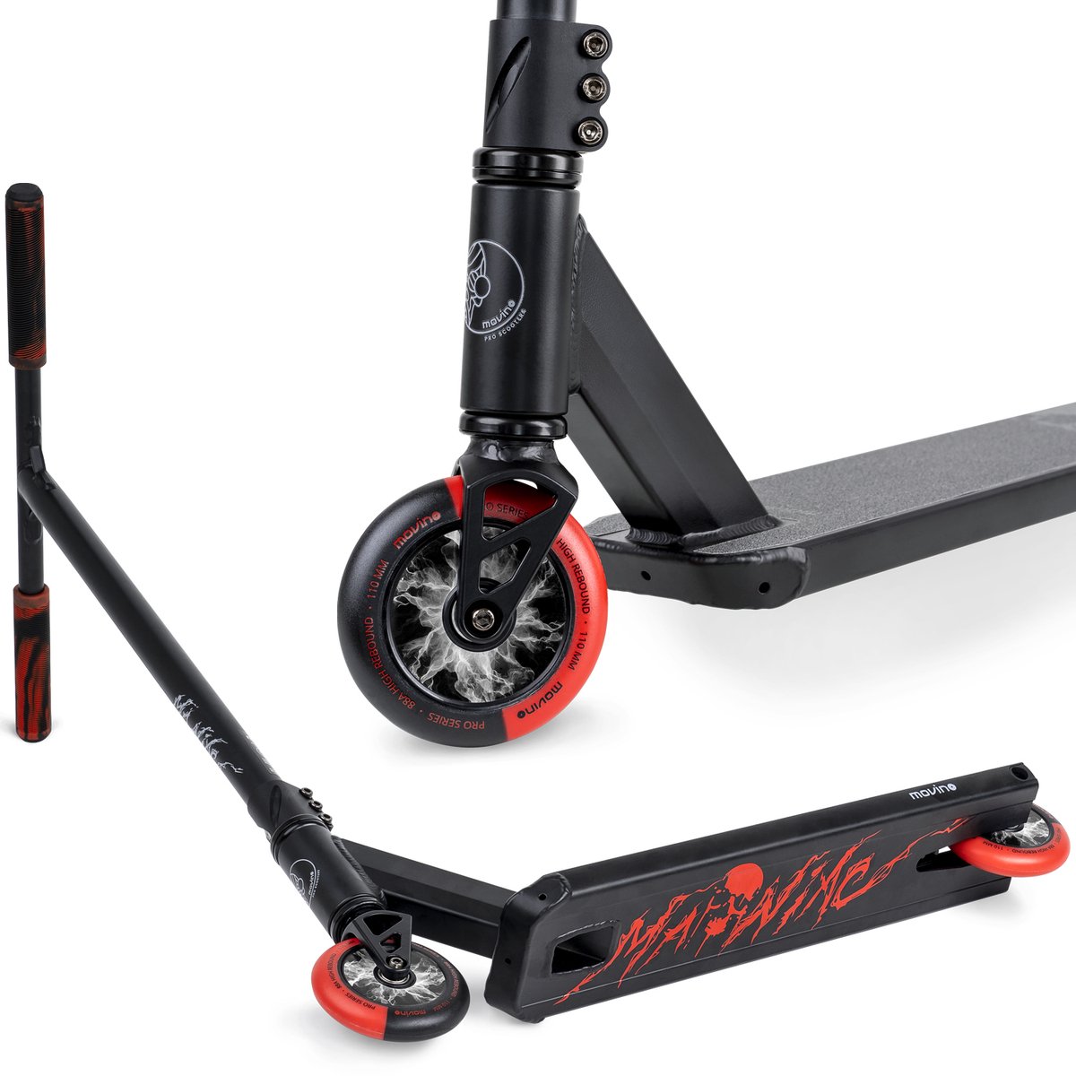 Movino Maniac - Stuntstep - Rood - Vanaf 5 jaar - T-BAR - Lagers ABEC-9 CARBON - Aluminium - Flex Fender Rem - Draagkracht tot 100 kg Step kopen online