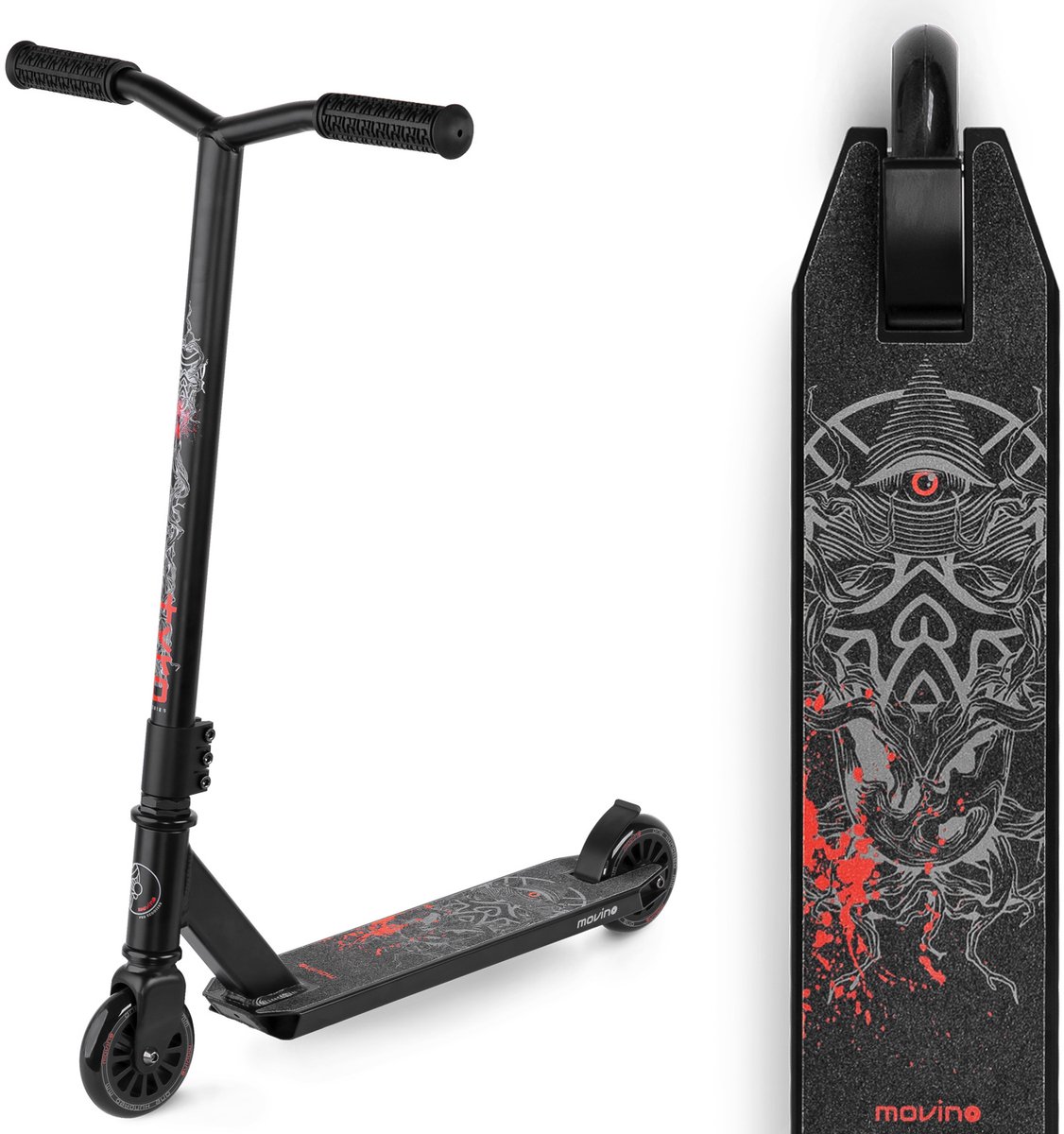 Movino Tyro black - Stuntstep voor kinderen - Flex-remmen - Y-stuur - Peg-cut - Zwart Step kopen online