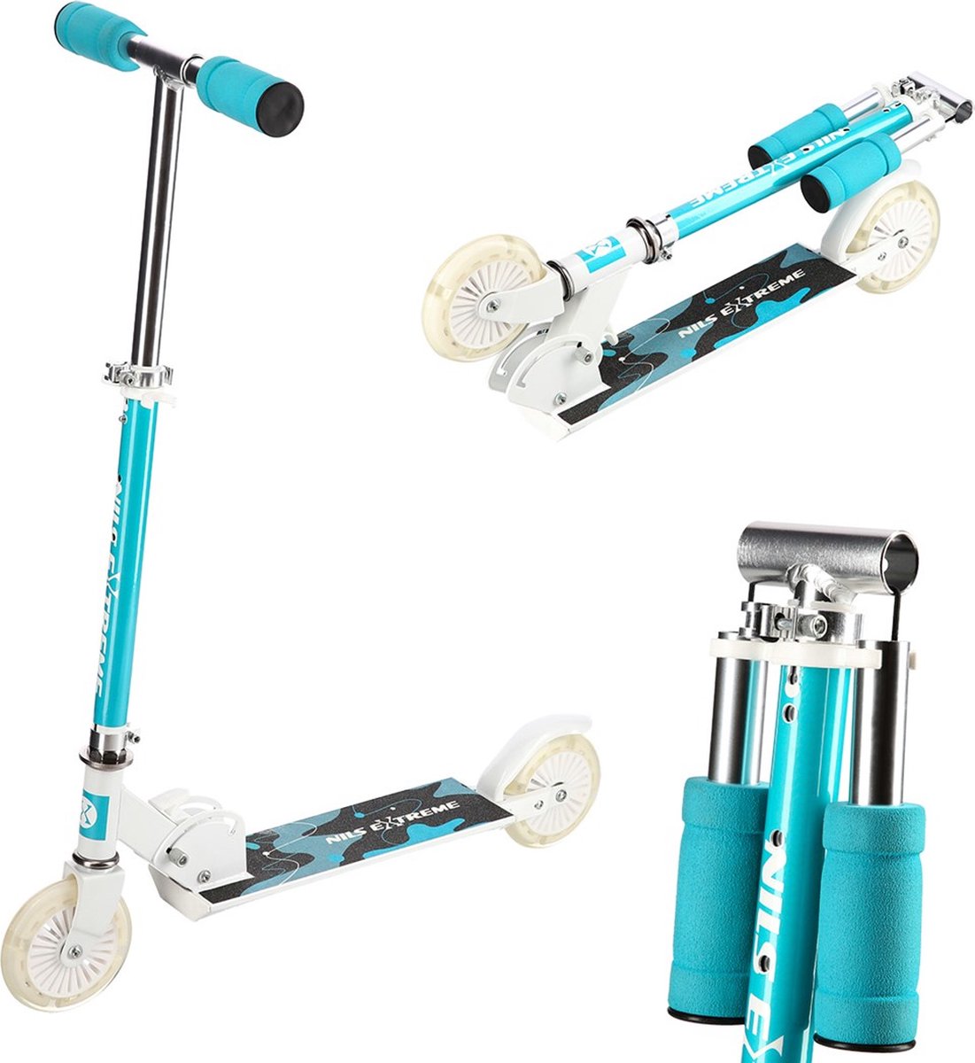 Nils Extreme HD505 - Klassieke Step - Mint - Verstelbaar - LED-wielen Step kopen online