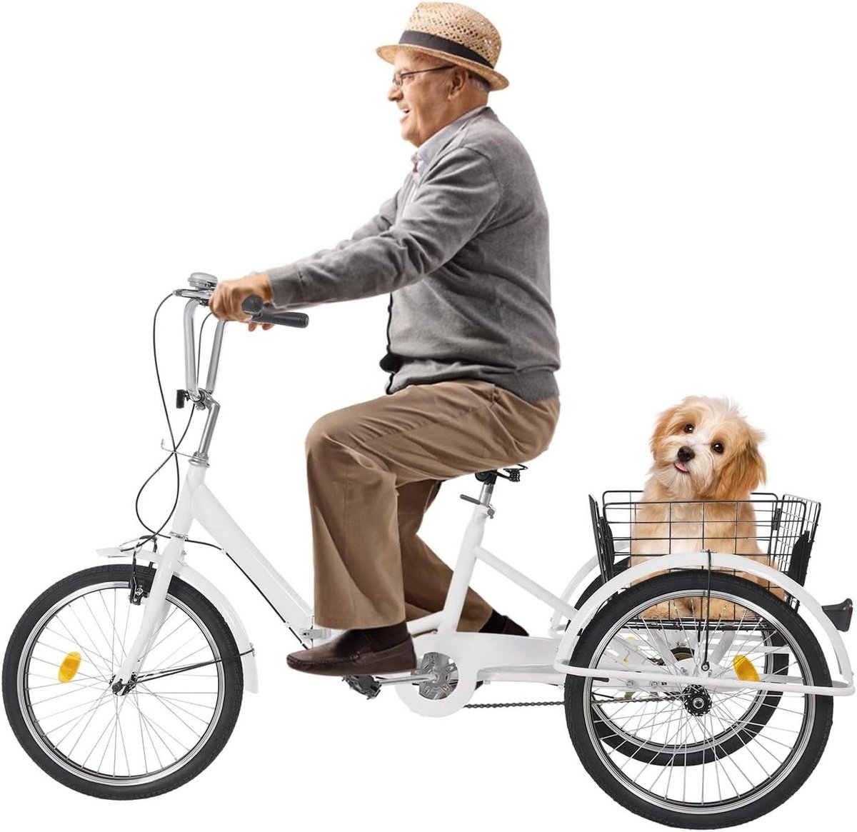 Opvouwbare Driewieler - Volwassen Driewieler Inklapbare Fiets - Boodschappen Vervoeren - Met Achtermand - 20 Inch Wielen - Wit Driewieler kopen online