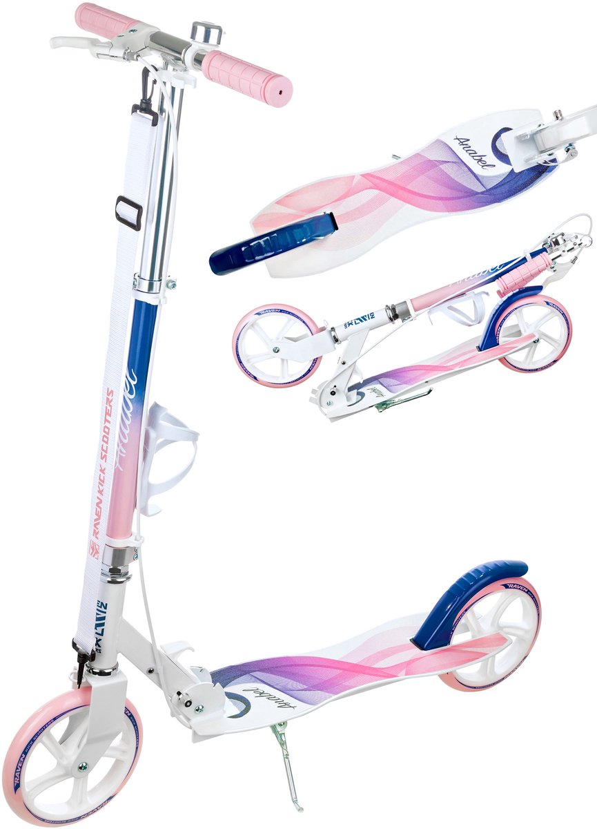 RAVEN Anabel Marineblauw/Roze 200mm step met rem, bel en bidonhouder Step kopen online