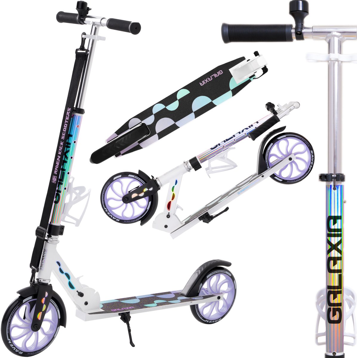 raven galaxia holo 200mm met bel bidonhouder en led wielen