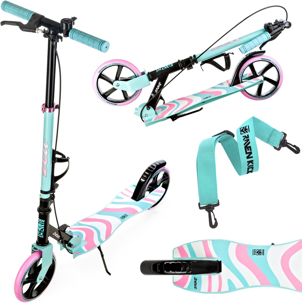 raven zea mint roze 200mm step met rem bel en bidonhouder