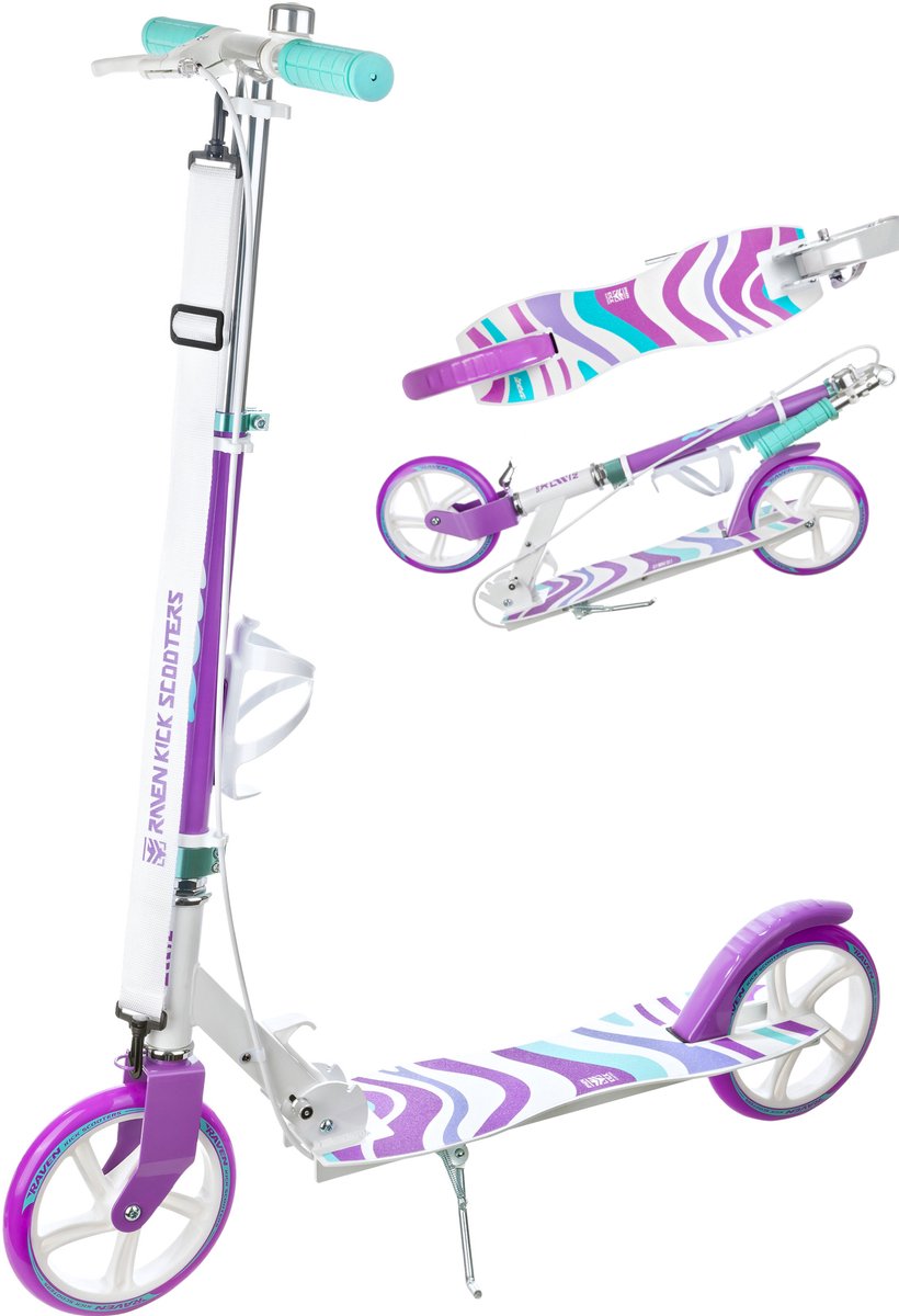 RAVEN Zea Wit/Paars 200mm Step met rem, bel en bidonhouder Step kopen online