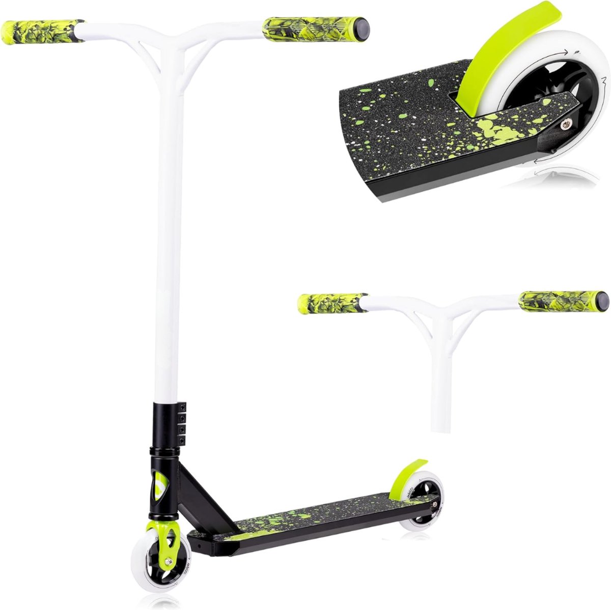 RUX® Stuntstep - Stuntstep Jongen - Stuntstep 10 Jaar en Ouder - Stuntsteps - Wit/Groen - 67cm x 11cm x 84cm Step kopen online