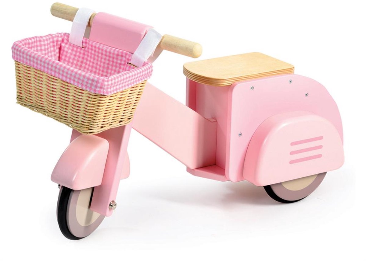 tender leaf houten ride on scooter met mandje loopfiets speelgoed