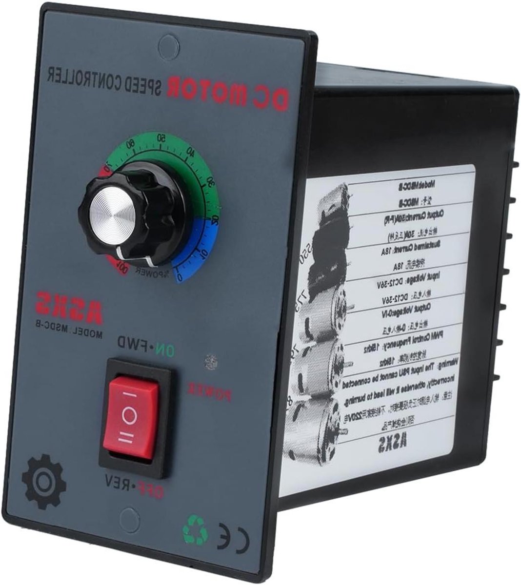 toerentalregelaar gelijkstroommotor snelheidsregelaar motor motoren aansturen vooruit en achteruit 30 amp re zwart