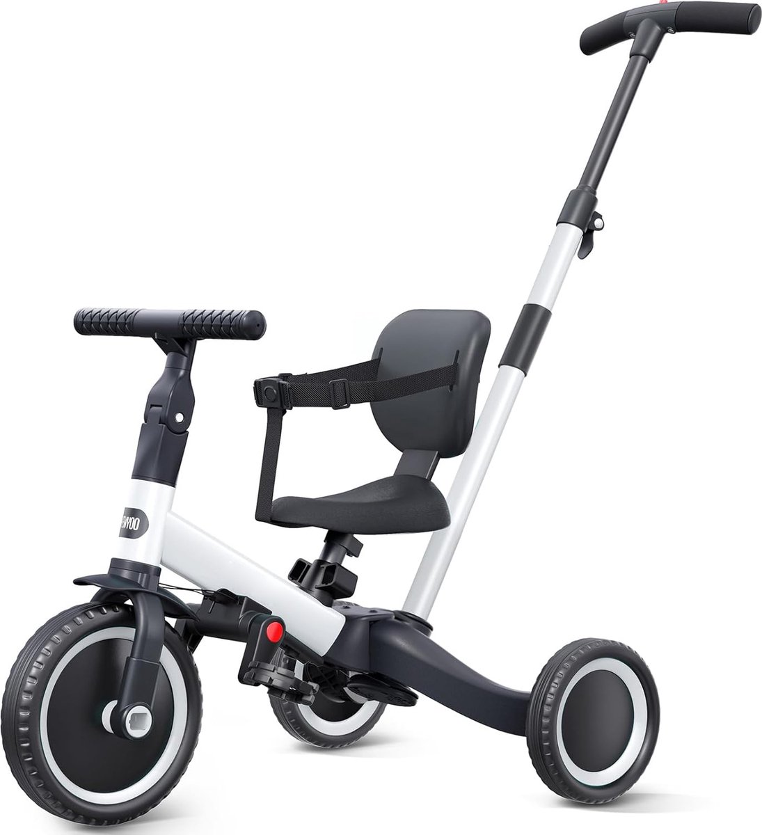 Trike 5 in 1 voor Kinderen vanaf 1 Jaar - Draisienne met Duwstang, Verstelbare Zitting, Afneembare Pedalen - Fiets voor Kinderen van 1 tot 3 Jaar - Wit Loopfiets kopen online