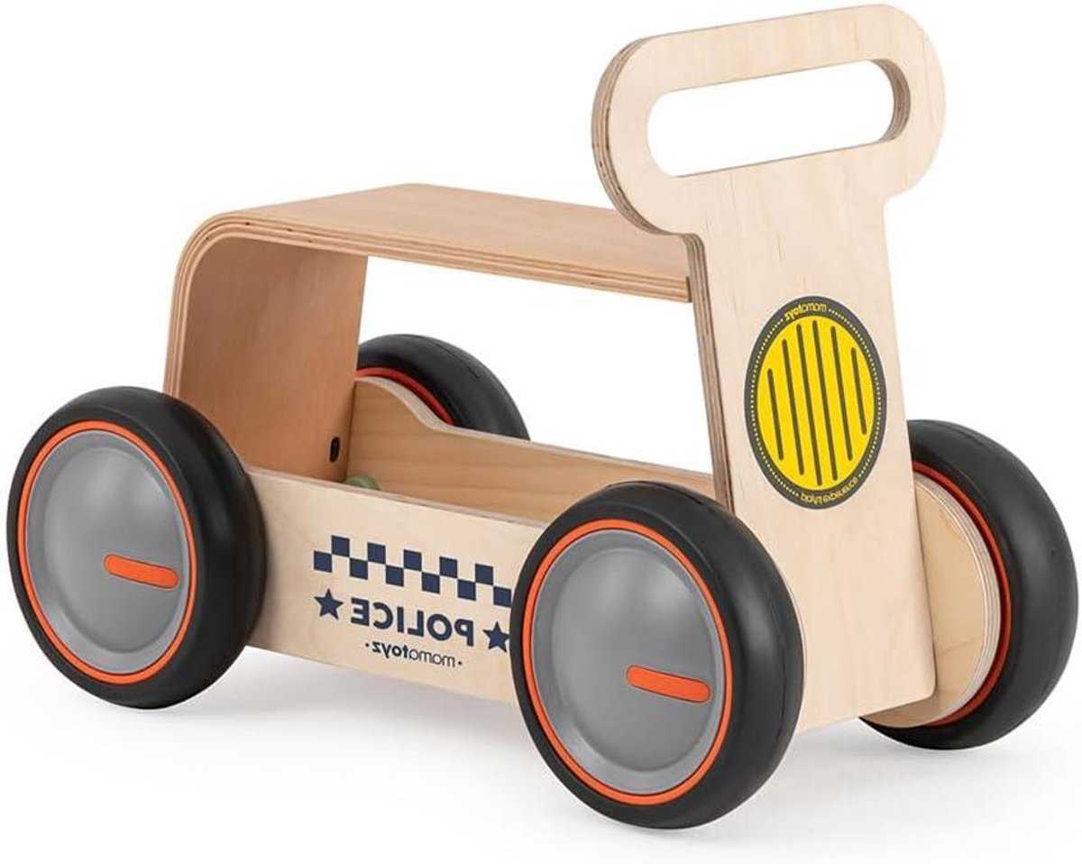 Vierwieler Hout - Loopfiets Kinderen - Eerste Stapjes Leren - Instelbare Wielsnelheid - 25 x 47 x 34 cm - Naturel Loopfiets kopen online