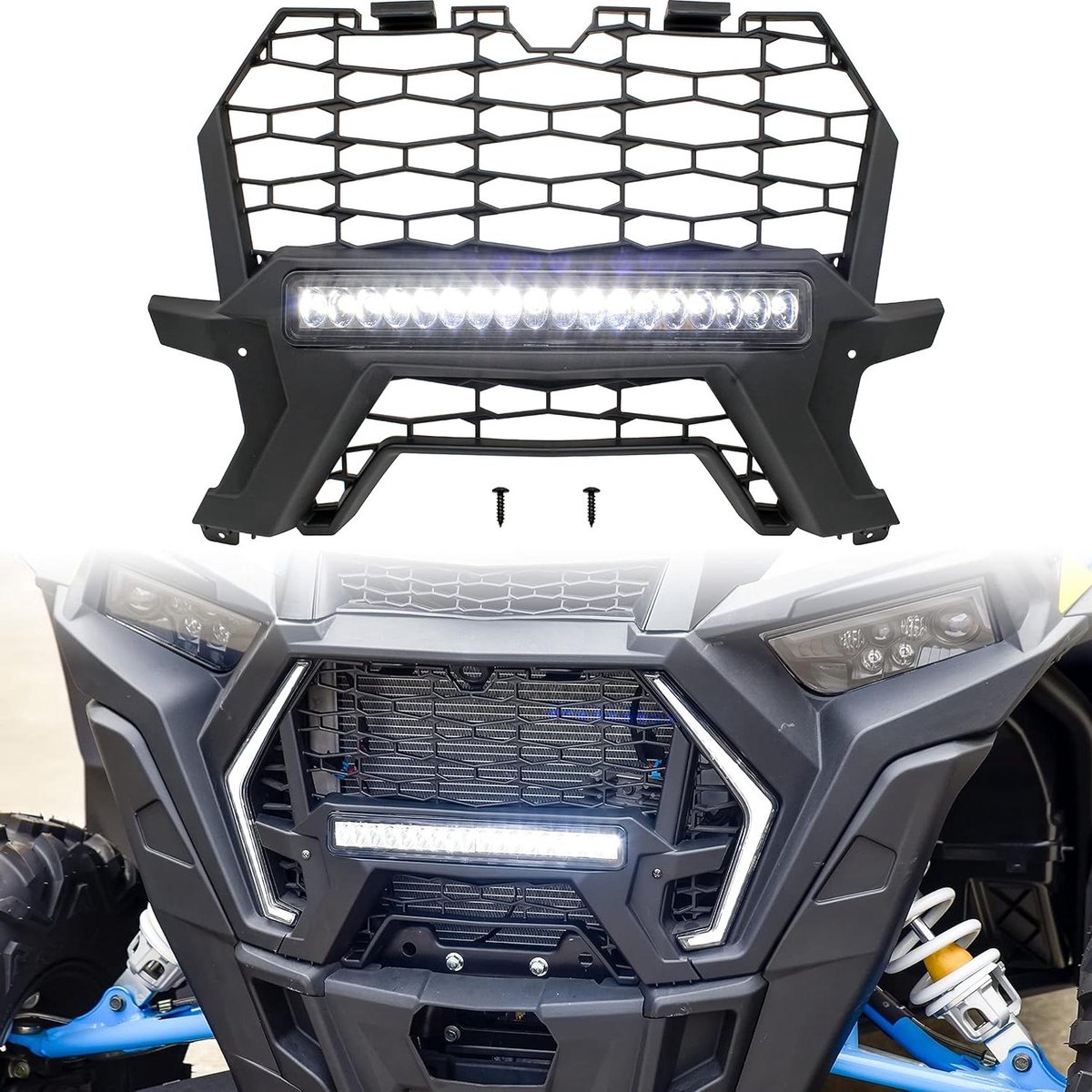 Voertuig Grill met LED - Voorgrill UTV - Off-road Rijden - Geïntegreerde Lichtbalk - 53 x 36 x 7.5 cm Buitenspeelvoertuigaccessoire kopen online
