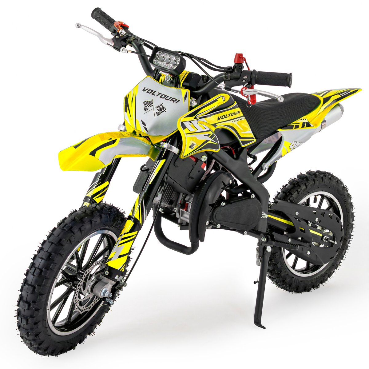 VOLTOURI CR49-E-YELLOW Mini Cross 49cc – Offroad Motor voor Kinderen – 10” Banden – E-Start & Trekstarter – Geel Accuvoertuig kopen online