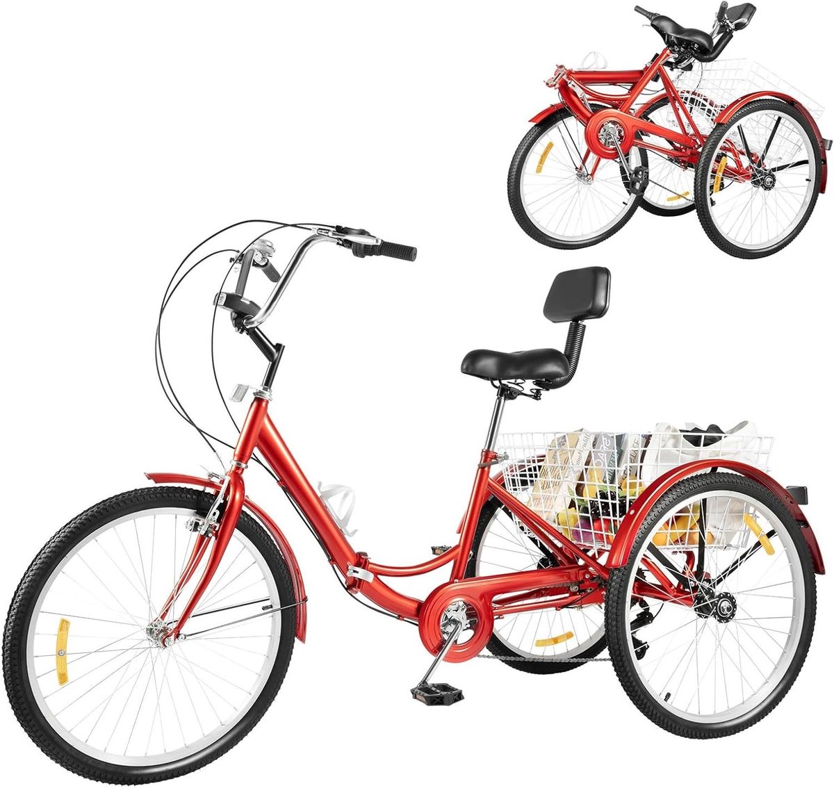 Volwassen Driewieler - Trike Fiets - Stadse Ritjes - Opvouwbaar Frame - 24 inch - Rood Driewieler kopen online