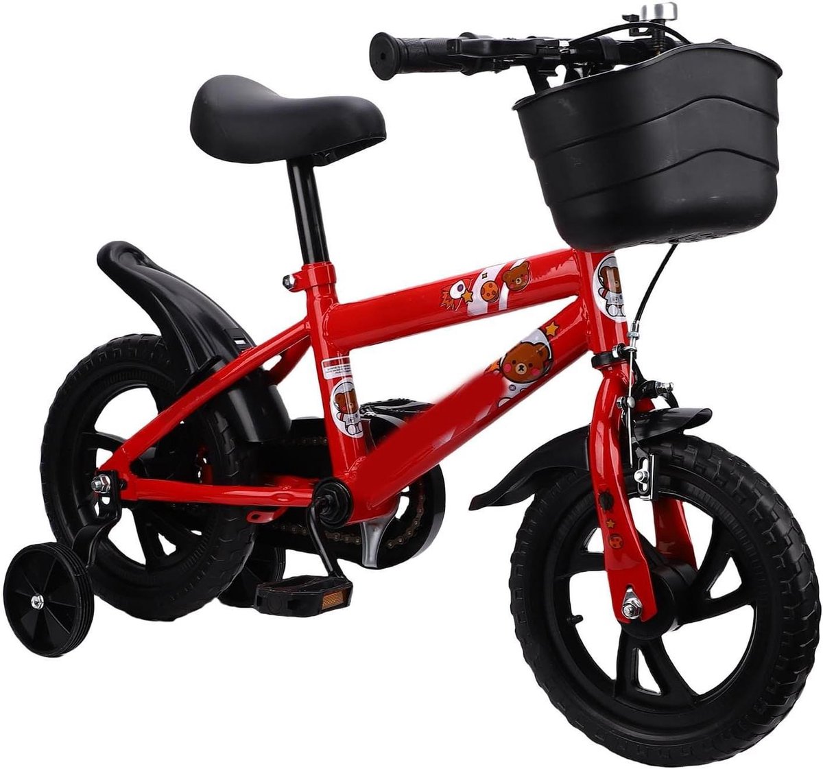 12 Inch Kinderfiets met Zijwieltjes, Mand, in Hoogte Verstelbare Fiets voor 3-6 Jaar Oud Koolstofstaal Kinderfiets kopen online