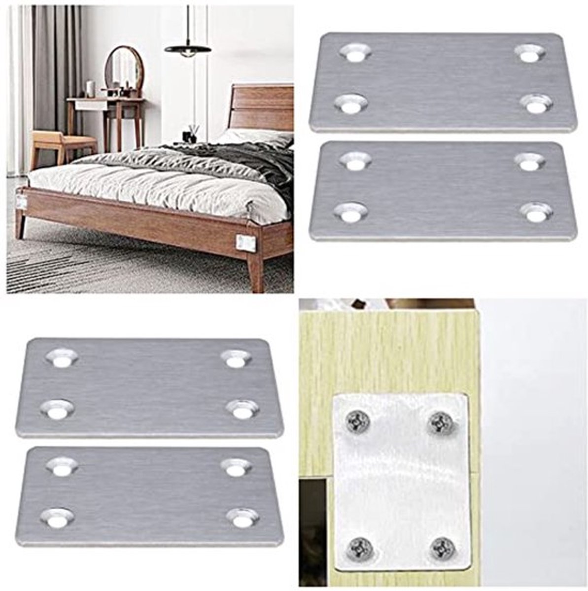 20Pcs Platte Mending Plate 60x38x1.5mm Met Schroef Rechte Stalen Steun Beugel Fixeren Verbinden Repareren Connector Meubel Reparatie Plaat Skateonderdeel kopen online