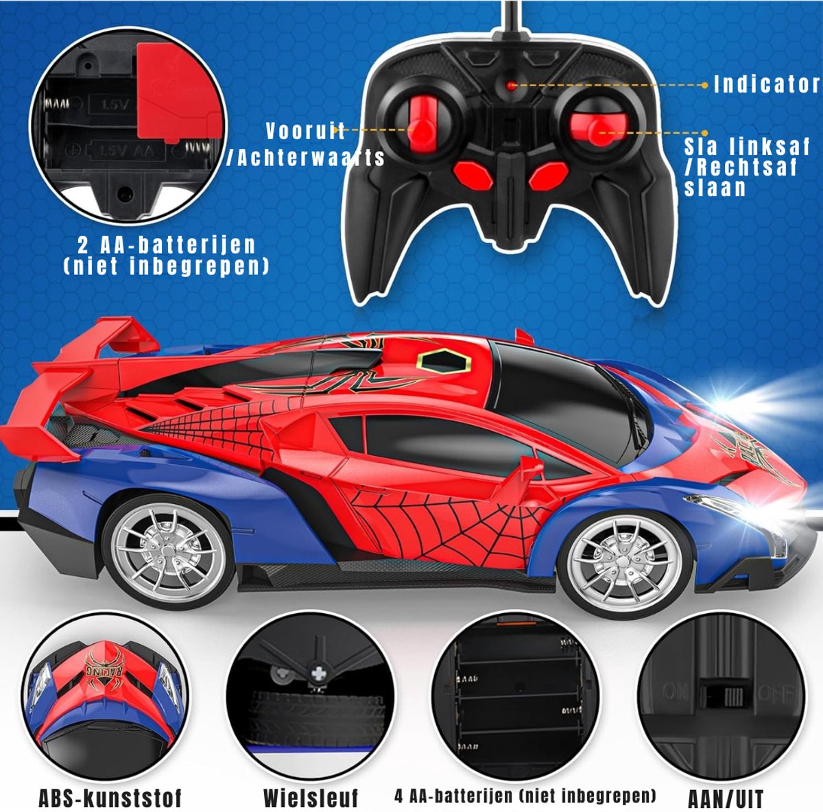 AHD® Elektrische Auto voor Kinderen Accu - Elektrische Auto - Elektrische Kinderauto - Rood- 26cm x 10cm x 6cm ; 660 g Speelgoedaccuvoertuig kopen online