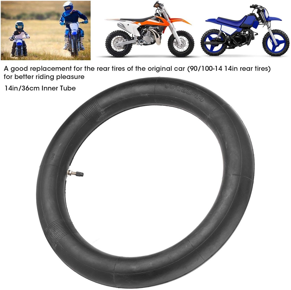 Allecto - Binnenband 90/100-14 - Geschikt voor 14 Inch Motorfietsbanden - Perfect voor PIT PRO Road Bike 125cc 140cc - Hoge kwaliteit - Duurzaam m Fiets kopen online