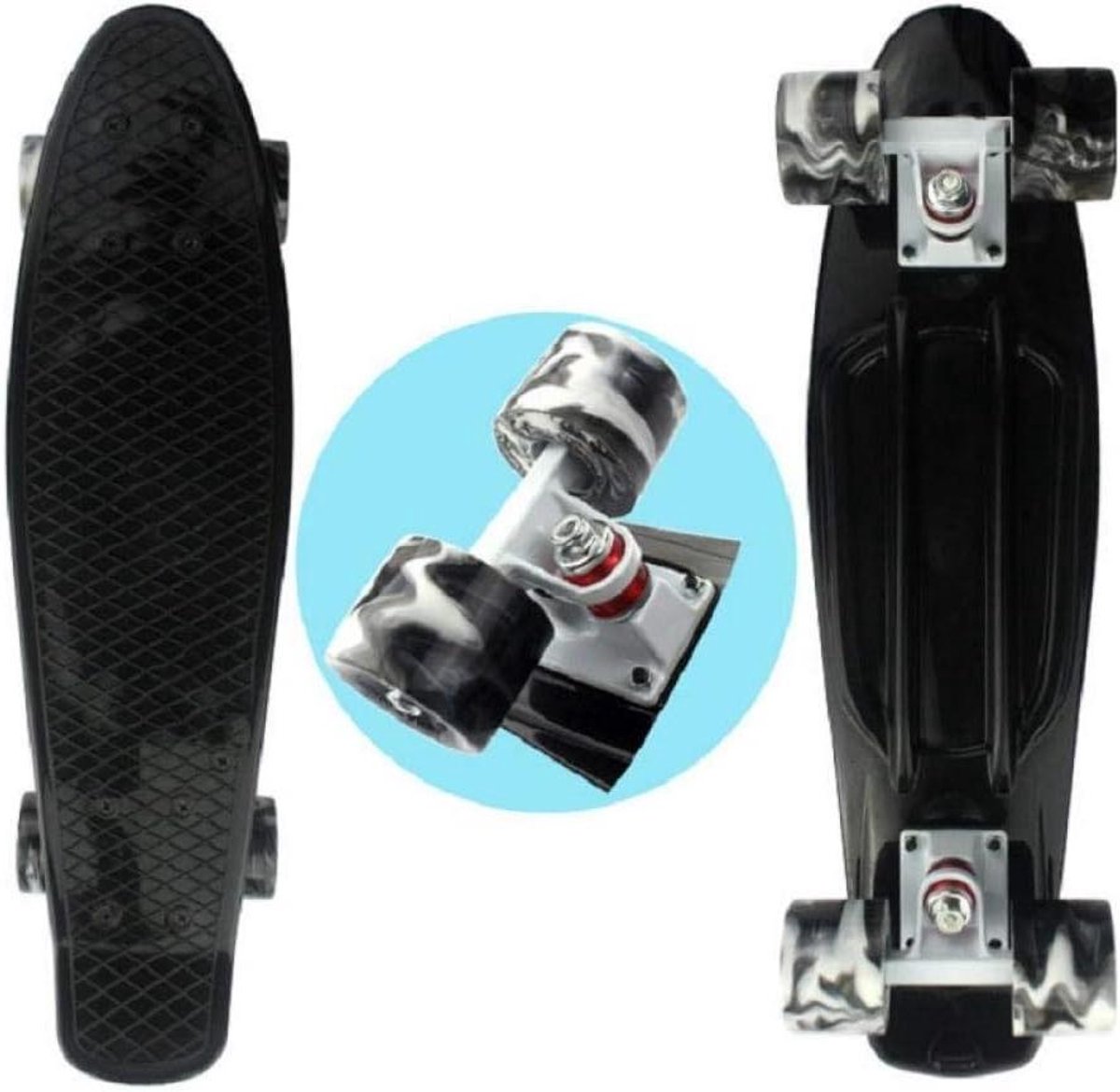 beginners skateboard cruiser board straat cruisen flexibel pp dek 22 inch zwart