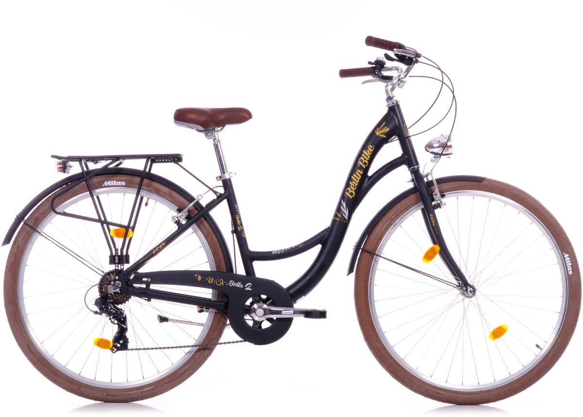 berlin bike bella 2 28 zoll 44 cm dames 7 gang v brakes zwart