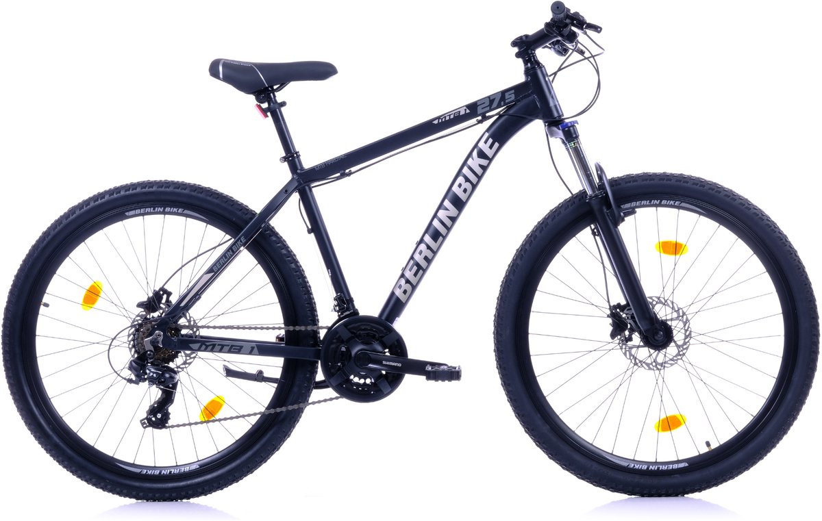 Berlin Bike MTB - Mountainbike 27,5 inch - 21 versnellingen Shimano - Framemaat: 46 cm - Zwart/Zilver Fiets kopen online