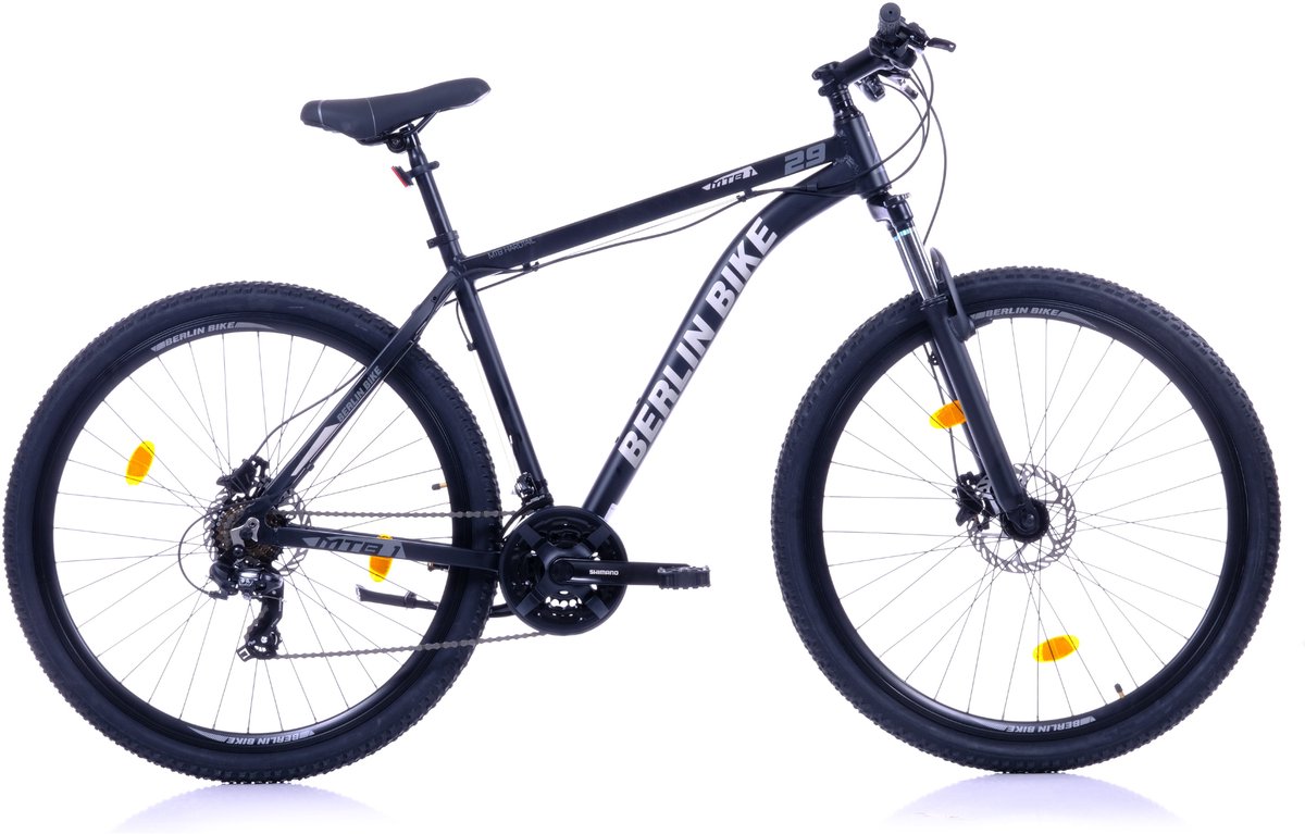 Berlin Bike MTB - Mountainbike 29 inch - 21 versnellingen Shimano - Framemaat: 51 cm - Zwart/Zilver Fiets kopen online
