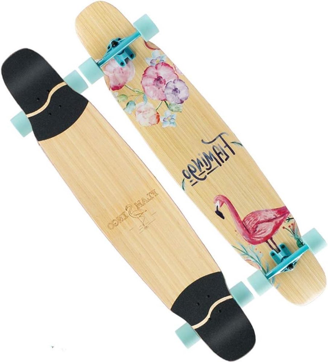 Compleet Skateboard - Dansbord Longboard - Vrije Stijl Rijden - Dubbel Gebogen Dek - 48 Inch Lengte - Flamingo Skateonderdeel kopen online