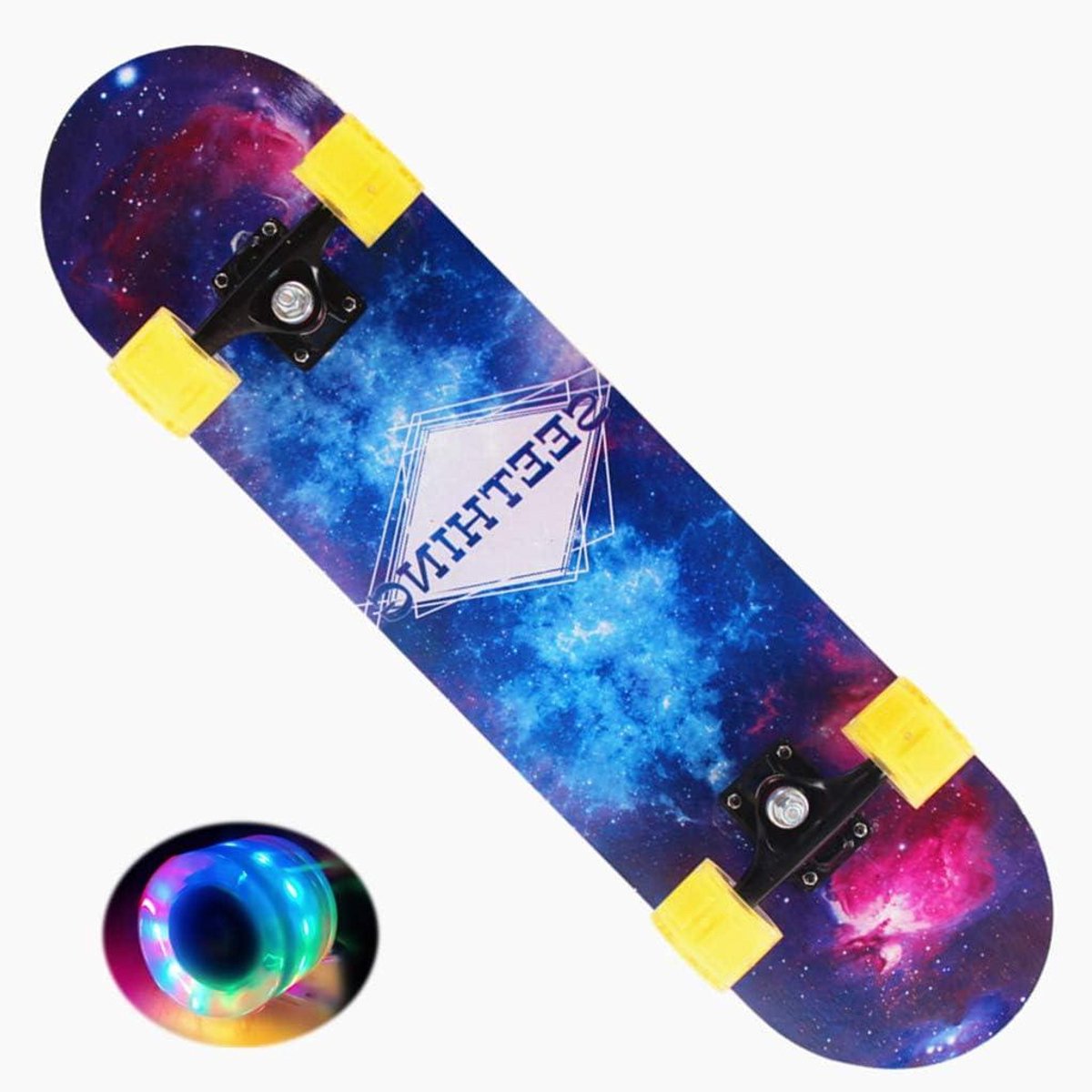Compleet Skateboard - Groot wiel board - Buiten rijden - 7 lagen esdoorn dek - 80 cm lengte - Blauw Skateonderdeel kopen online