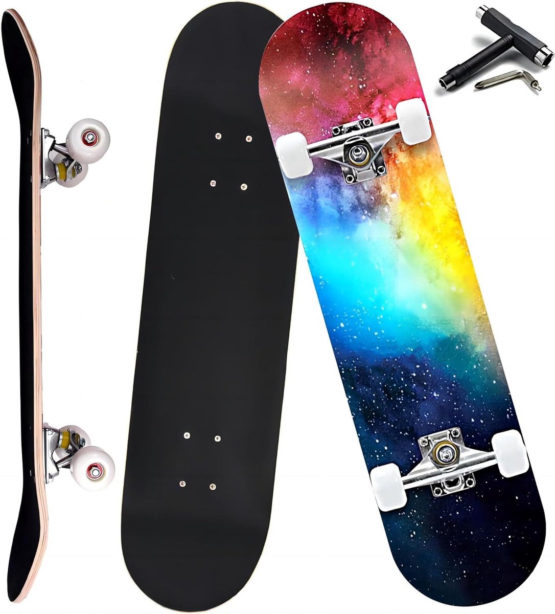 Compleet Skateboard - Longboard Cruiser - Buiten skateboarden - 7 Laags Esdoorn Deck - 31 x 8 Inch - Nebula Skateonderdeel kopen online