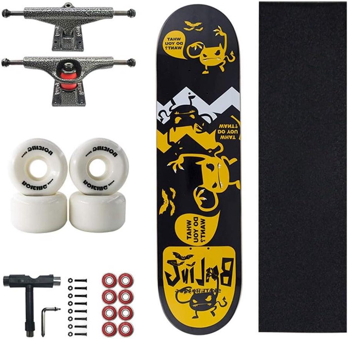 Compleet Skateboard - Longboard Cruiser - Straatrijden - 7-laags Esdoorn Dek - 80x19 cm - Gekleurd Skateonderdeel kopen online