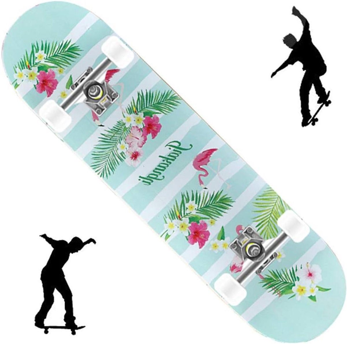 Compleet Skateboard - Trickboard Vierwieler - Trucs Leren - Dubbel Concave Dek - 80 cm Lengte - Natuurlijk Hout Skateonderdeel kopen online