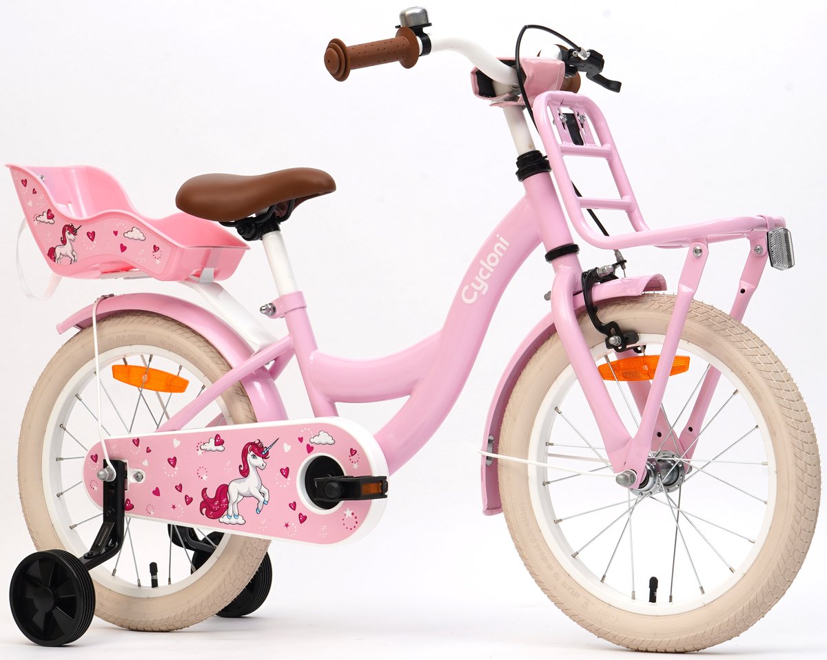 cycloni kinderfiets 16 inch meisjesfiets roze fiets voor kind met zitje en zijwieltjes meisjes kleuterfiets voor kinderen van 4 5 6 jaar