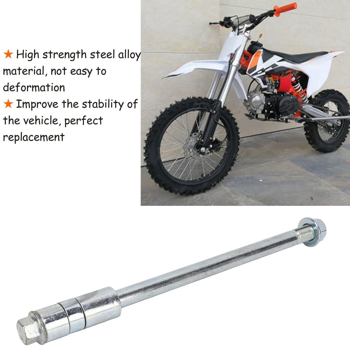 dailygoods achterwielas 12mm staal legering 230mm lengte 3 pakkingen geschikt voor pit pro achteras onderdelen as